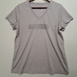 Under Armour Heatgear T Shirt Womens Large L LG V Neck Gray